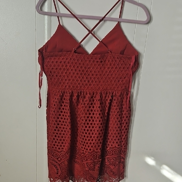 Abercrombie & Fitch Vibrant Red Lace Midi Dress - Picture 5 of 10